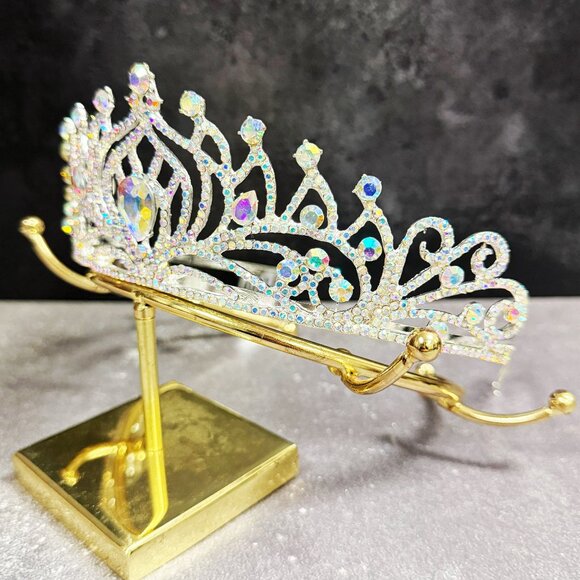 Diamond Silver Tiara, Tiara with Comb, Princess Tiara, Silver Cosplay Headband - Picture 2 of 8
